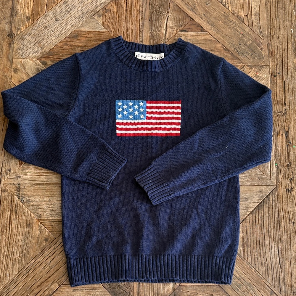 Ellsworth + Ivey Navy Crewneck Flag Sweater